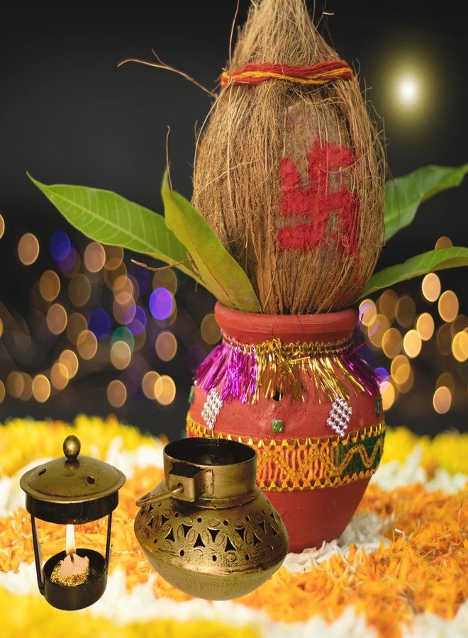RusticDior Metal Degchi Style For Dhoop,Tea Light Candle Holder, Cone And Sambrani Cup,Incense Stick (4x4),Golden - Image 5